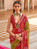 Spectacular Light Green Patola Printed Silk Traditional Saree With Blouse - Zeel Clothing