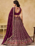 Spectacular Maroon Sequins Embroidery Georgette Wedding Wear Lehenga Choli