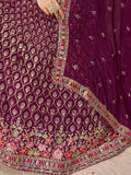 Spectacular Maroon Sequins Embroidery Georgette Wedding Wear Lehenga Choli
