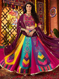 Spectacular Multi-Color Silk Lehenga With Multi Thread Work Choli And Dupatta - Zeel Clothing