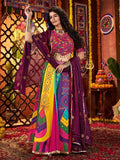 Spectacular Multi-Color Silk Lehenga With Multi Thread Work Choli And Dupatta - Zeel Clothing