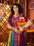 Spectacular Multi-Color Silk Lehenga With Multi Thread Work Choli And Dupatta - Zeel Clothing