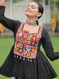 Spectacular Muti-Color Rayon Navratri Wear Lehenga With Gamthi Work Peplum Top - Zeel Clothing