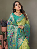 Spectacular Olive Green Zari Weaving Banarasi Silk Traditional Wear Saree - Zeel Clothing