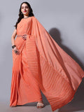 Spectacular Orange Chinon Festival Wear Saree With Embroidered Blouse - Zeel Clothing