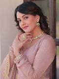 Spectacular Peach Chiffon Event Wear Gown With Sequin Dupatta - Zeel Clothing
