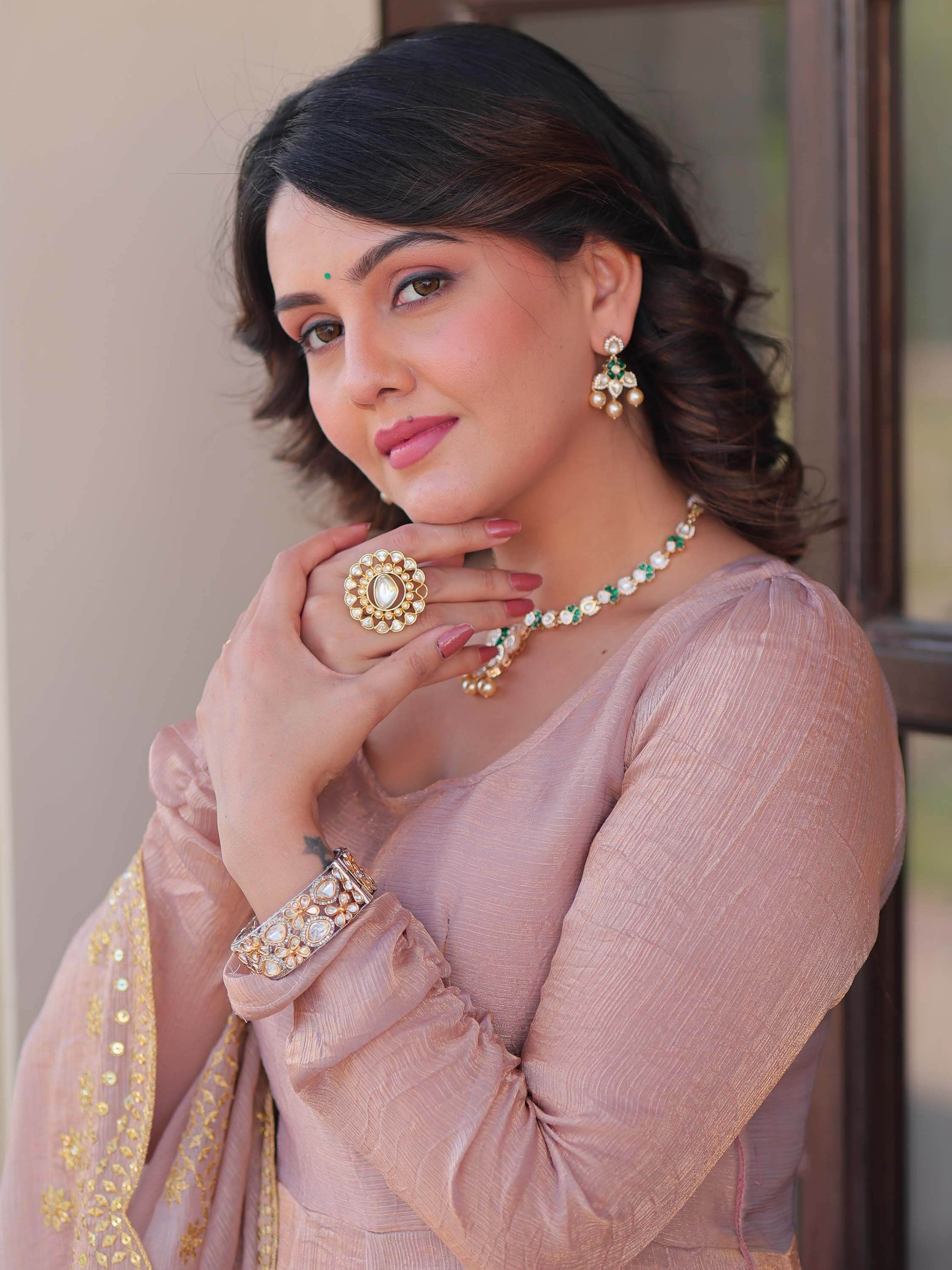 Spectacular Peach Chiffon Event Wear Gown With Sequin Dupatta - Zeel Clothing