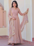 Spectacular Peach Chiffon Event Wear Gown With Sequin Dupatta - Zeel Clothing