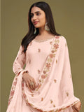 Spectacular Peach Embroidered Georgette Festive Wear Sharara Suits - Zeel Clothing