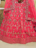 Spectacular Peach Sequins Work Slub Silk Traditional Wear Lehenga Choli - Zeel Clothing