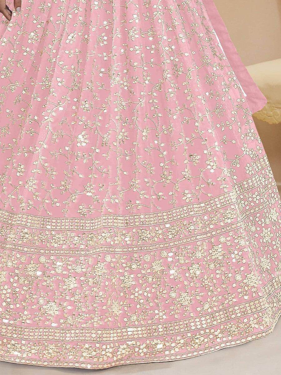 Spectacular Pink Sequins Georgette Wedding Wear Lehenga Choli - Zeel Clothing