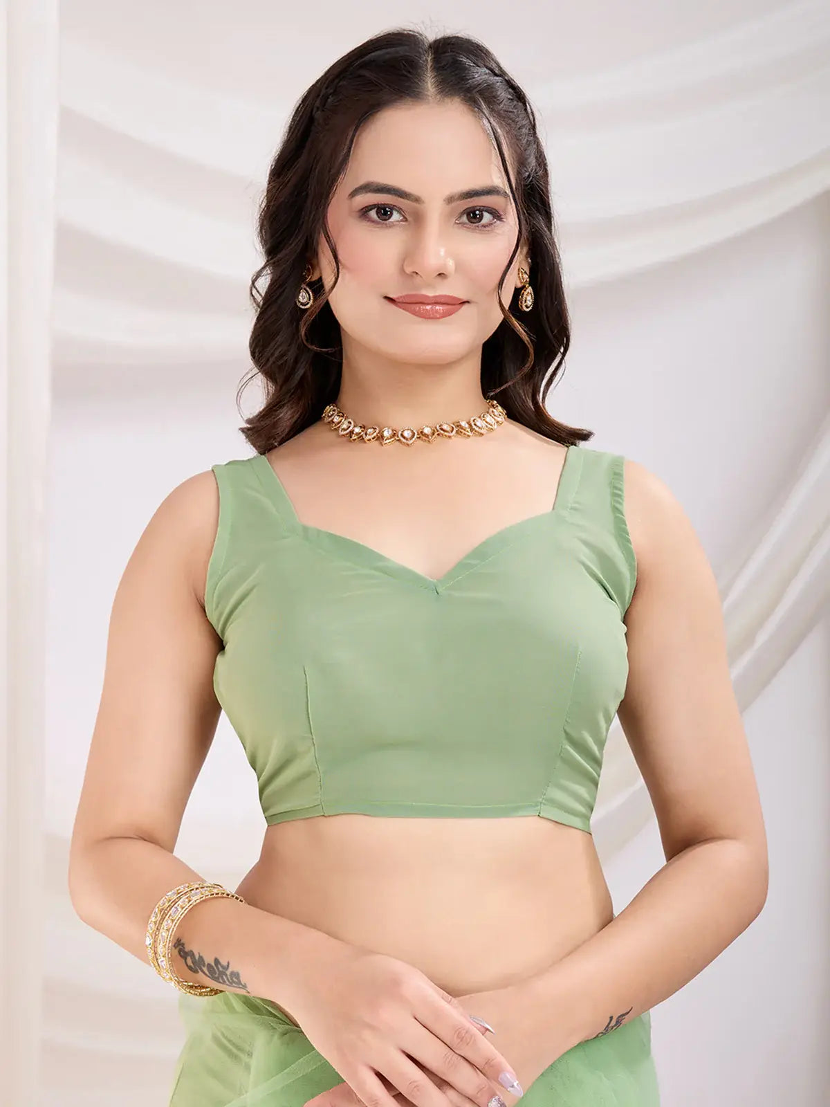 Spectacular Pista Green Thread Embroidery Net Festive Wear Saree - Zeel Clothing