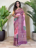Spectacular Purple Bandhni Printed Tissue Silk Festive Wear Saree - Zeel Clothing