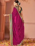 Spectacular Purple Swarovski Work Silk Party Wear Saree With Blouse - Zeel Clothing