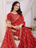 Spectacular Red Bandhej Printed Silk Bridal Wear Saree - Zeel Clothing