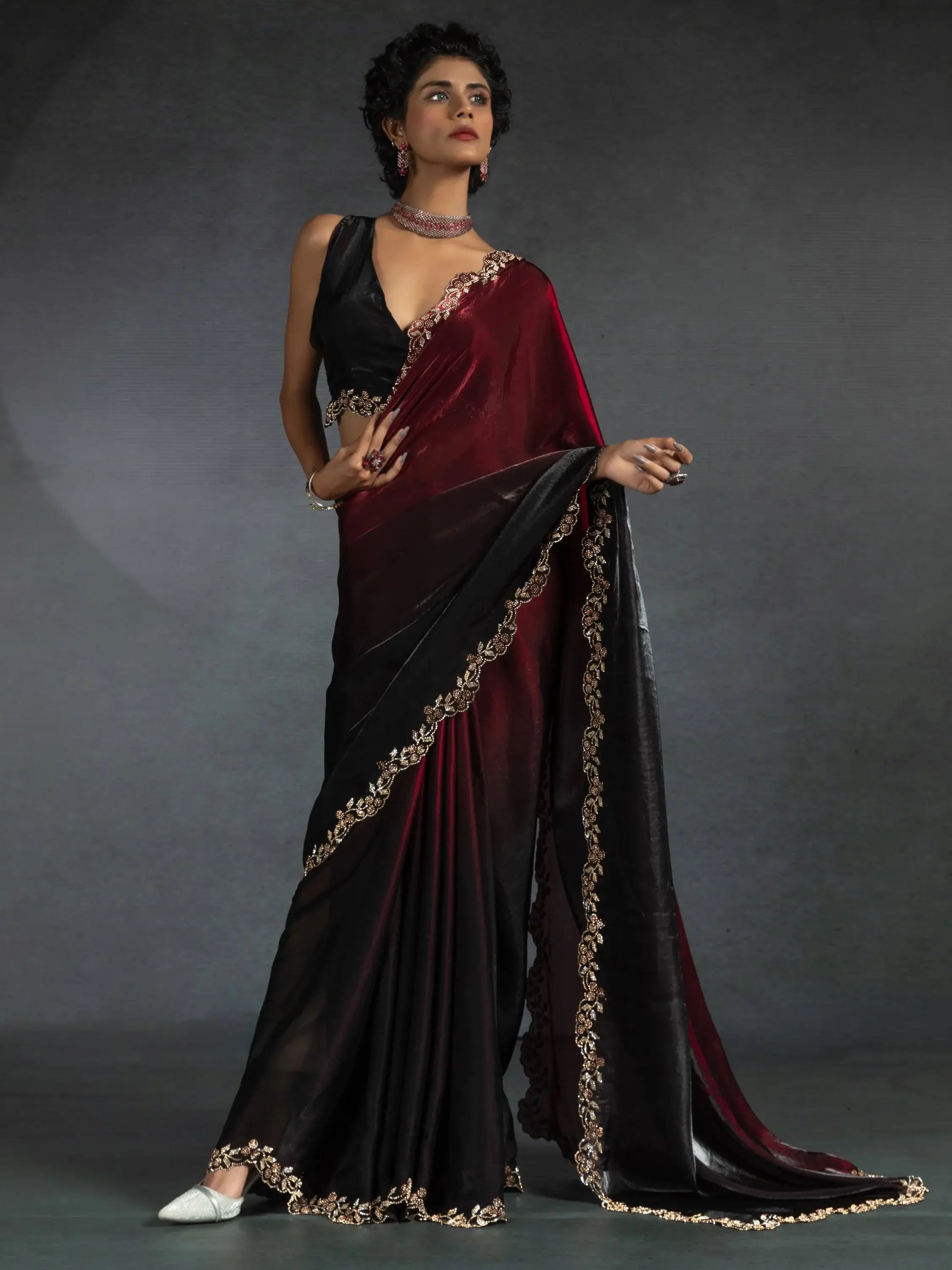 Spectacular Red Shaded Satin Wedding Wear Saree With Blouse - Zeel Clothing