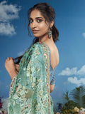 Spectacular Sea Green Lace Work Brasso Engagement Wear Saree - Zeel Clothing