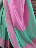 Spectacular Sea Green Zari Weaving Silk Saree With Blouse - Zeel Clothing