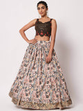 Spectacular White Digital Printed Art Silk Navratri Lehenga Choli - Zeel Clothing