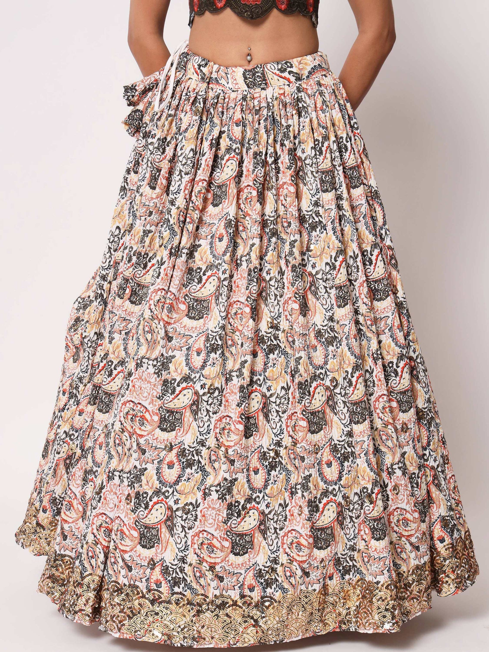 Spectacular White Digital Printed Art Silk Navratri Lehenga Choli - Zeel Clothing