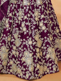 Spectacular Wine Embroidered Silk Wedding Wear Lehenga Choli - Zeel Clothing