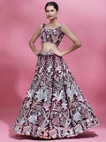Spectacular Wine Sequins Net Engagement Wear Lehenga Choli - Zeel Clothing