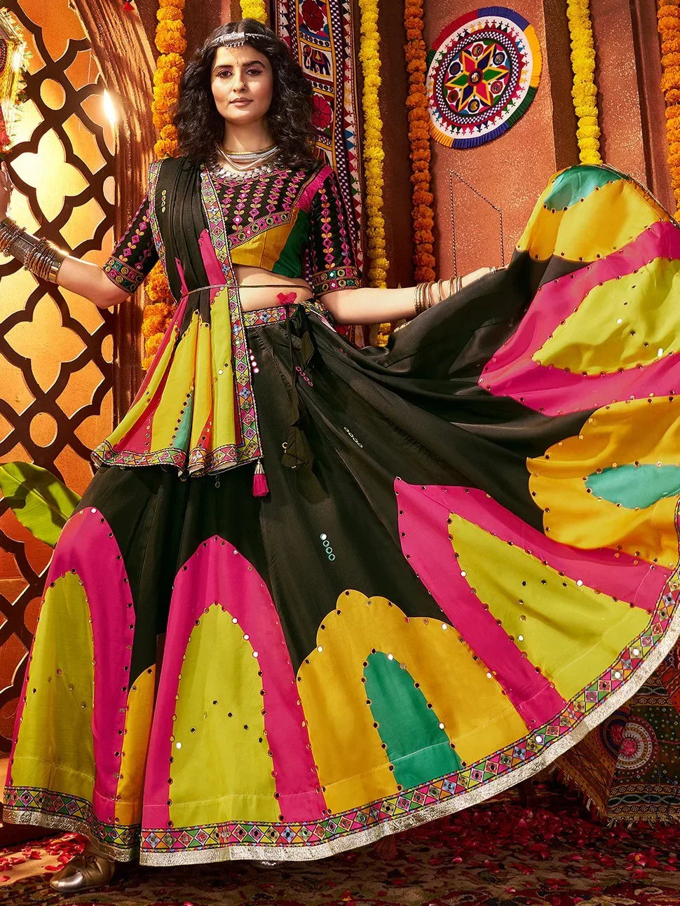 Splendid Black Digital Printed Silk Festive Special Lehenga With Blouse - Zeel Clothing