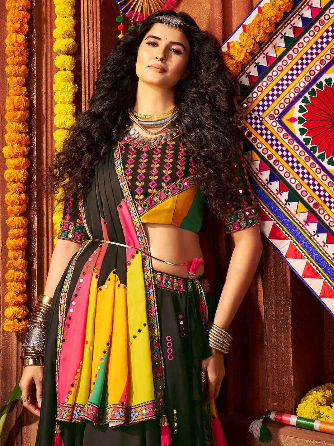 Splendid Black Digital Printed Silk Festive Special Lehenga With Blouse - Zeel Clothing