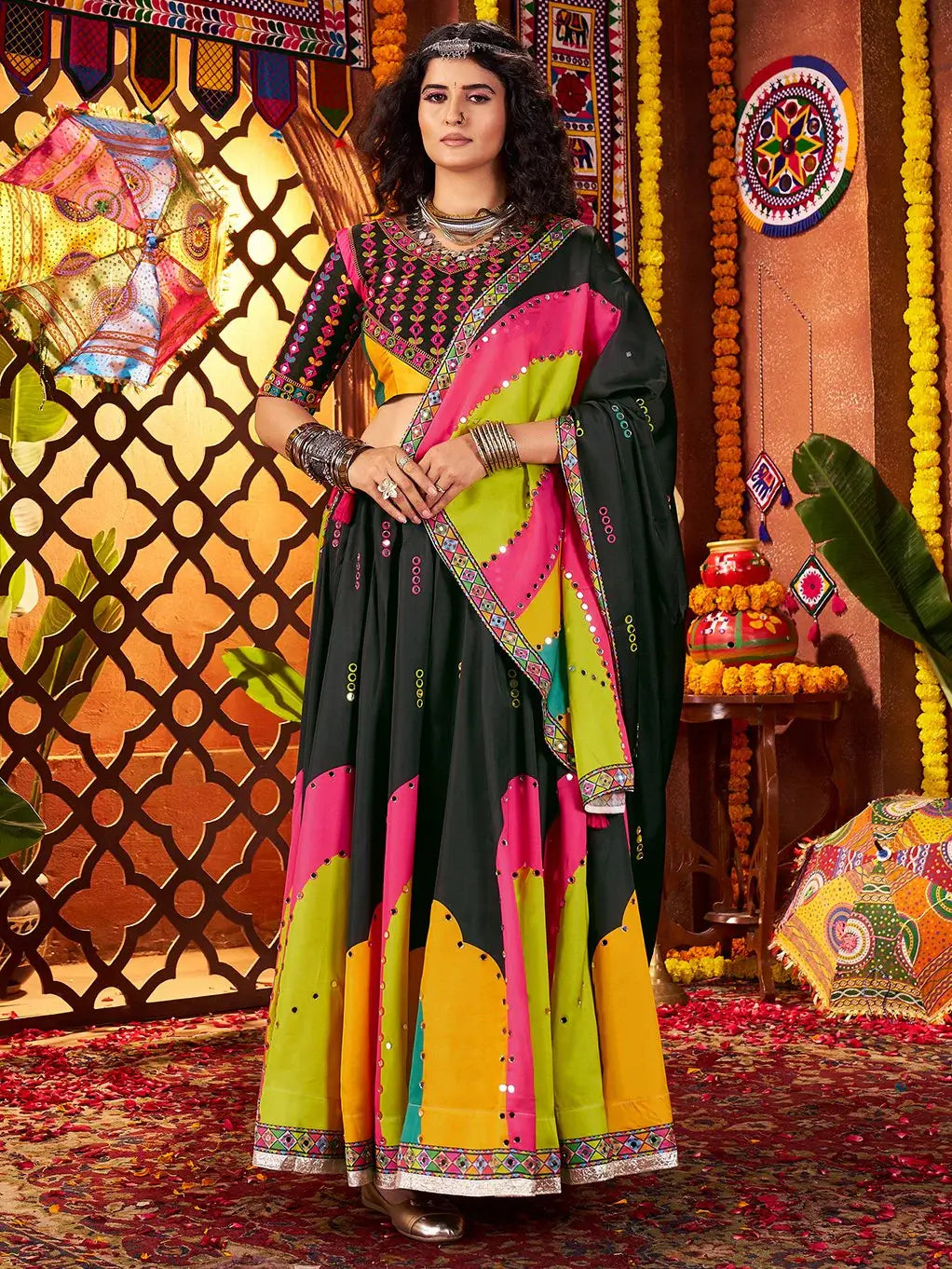 Splendid Black Digital Printed Silk Festive Special Lehenga With Blouse - Zeel Clothing