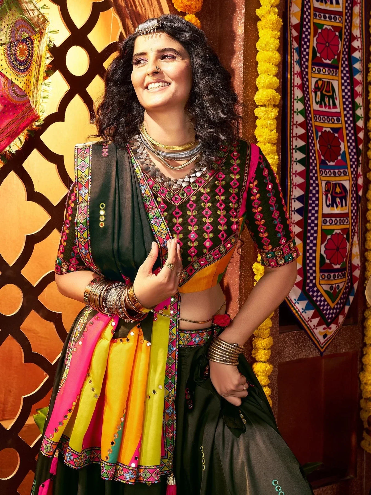 Splendid Black Digital Printed Silk Festive Special Lehenga With Blouse - Zeel Clothing