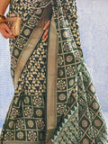 Splendid Green Digital Printed Silk Traditional Saree With Blouse - Zeel Clothing