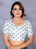 Splendid Green Shibori Print Chiffon Traditional Saree With Blouse - Zeel Clothing