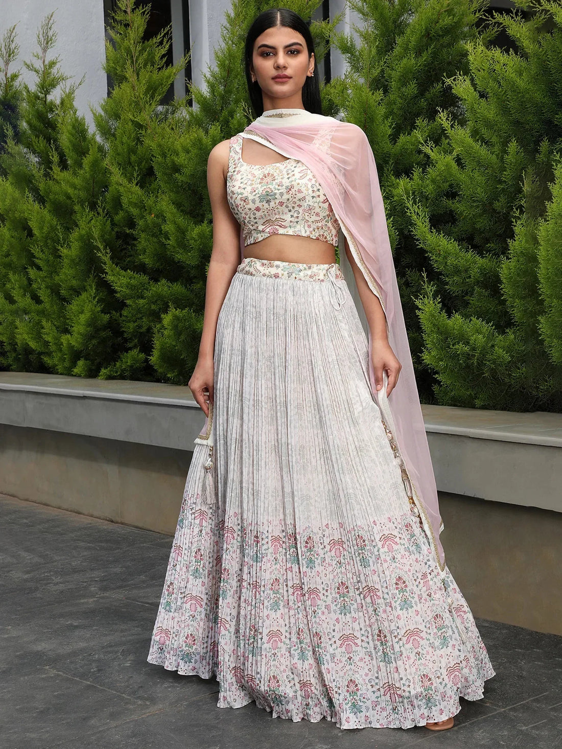 Splendid Off-White Georgette Wedding Lehenga Choli - Zeel Clothing