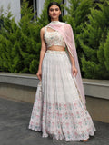 Splendid Off-White Georgette Wedding Lehenga Choli - Zeel Clothing