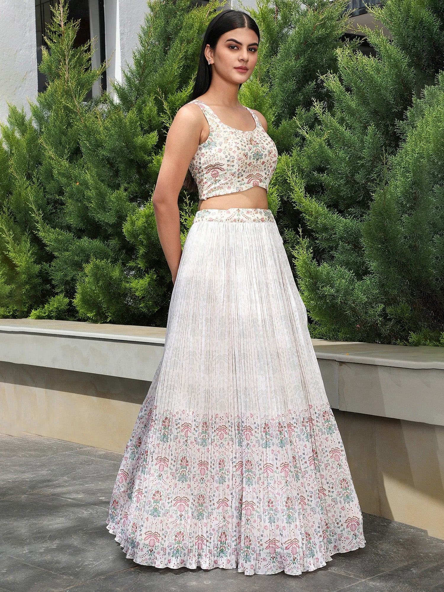 Splendid Off-White Georgette Wedding Lehenga Choli - Zeel Clothing