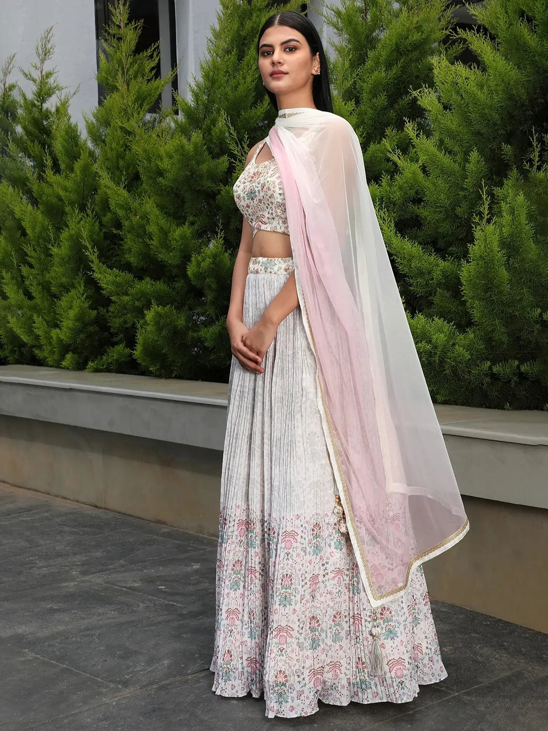 Splendid Off-White Georgette Wedding Lehenga Choli - Zeel Clothing