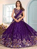 Splendid Purple Thread Embroidery Chinon Festive Wear Lehenga Choli