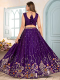 Splendid Purple Thread Embroidery Chinon Festive Wear Lehenga Choli