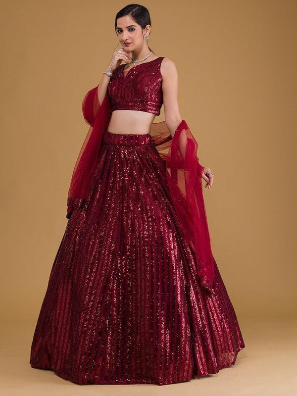 Splendid Red Embroidered Georgette Engagement Wear Lehenga Choli