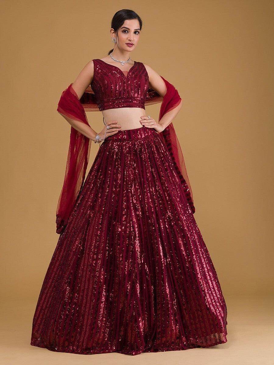 Splendid Red Embroidered Georgette Engagement Wear Lehenga Choli - Zeel Clothing