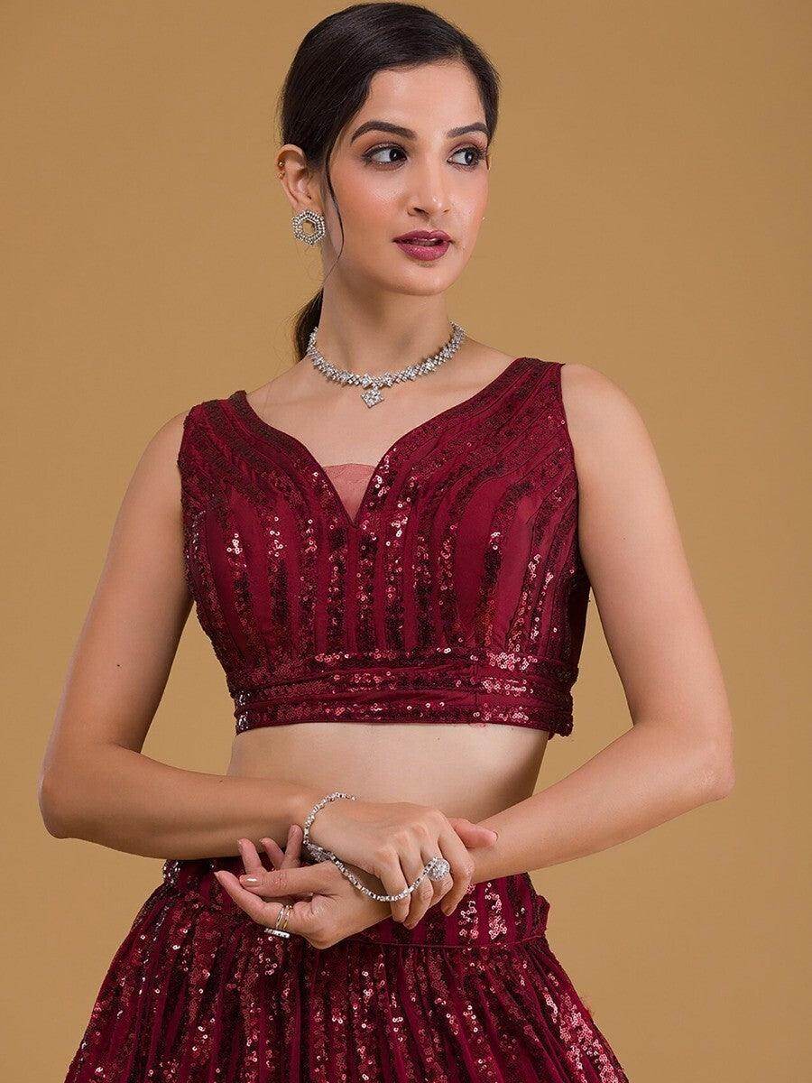 Splendid Red Embroidered Georgette Engagement Wear Lehenga Choli - Zeel Clothing