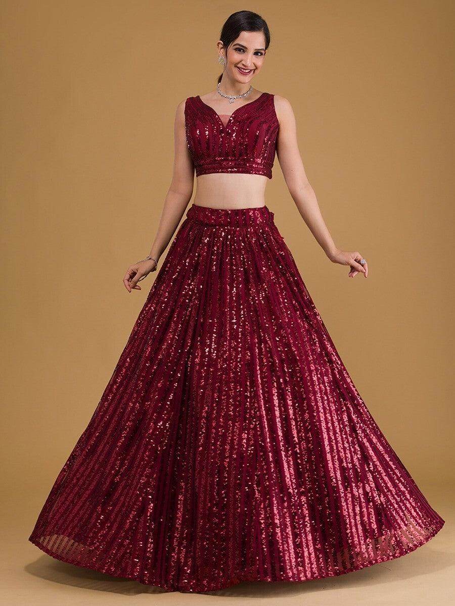 Splendid Red Embroidered Georgette Engagement Wear Lehenga Choli - Zeel Clothing