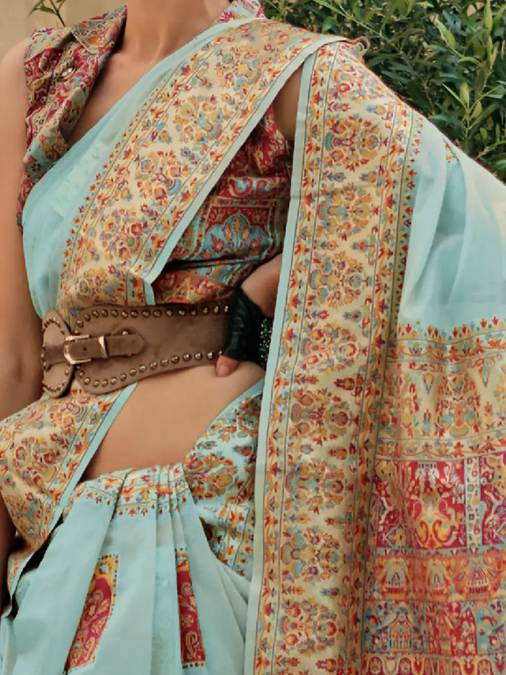 Splendid Sky-Blue Zari Weaving Silk Festive Wear Saree With Blouse - Zeel Clothing