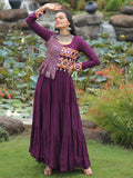 Splendid Wine Gamthi Work Rayon Navratri Special Gown - Zeel Clothing
