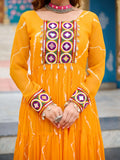 Splendid Yellow Laheriya Printed Georgette Navratri Wear Gown - Zeel Clothing