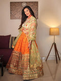 Standard Orange Weaving Silk Pathani Lehenga With Embroidered Choli - Zeel Clothing