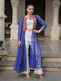 Stellar Blue Bandhani Printed Georgette Navratri Special Shrug
