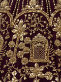 Stellar Dark Maroon Heavy Embroidered Net Bridal Lehenga Choli With Dupatta