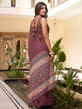 Striking Wine Zig-Zag Printed Crepe Casual Wear Saree With Blouse
