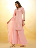 Stunning Baby Pink Sequins Georgette Festival Wear Palazzo Suit - Zeel Clothing